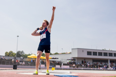 Daniel Malach  (LAC TV Unterstrass #8) competes in the shot put of the mens decathlon atSchweizer Mehrkampf Meisterschaften in Basel, Switzerland, on Saturday, June 17, 2023.