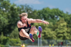 Daniel Malach  (LAC TV Unterstrass #8) competes in the long jump of the mens decathlon at 

Schweizer Mehrkampf Meisterschaften in Basel, Switzerland, on Saturday, June 17, 2023.