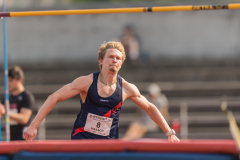 Daniel Malach  (LAC TV Unterstrass #8) competes in the high jump of the mens decathlon at

Schweizer Mehrkampf Meisterschaften in Basel, Switzerland, on Saturday, June 17, 2023.